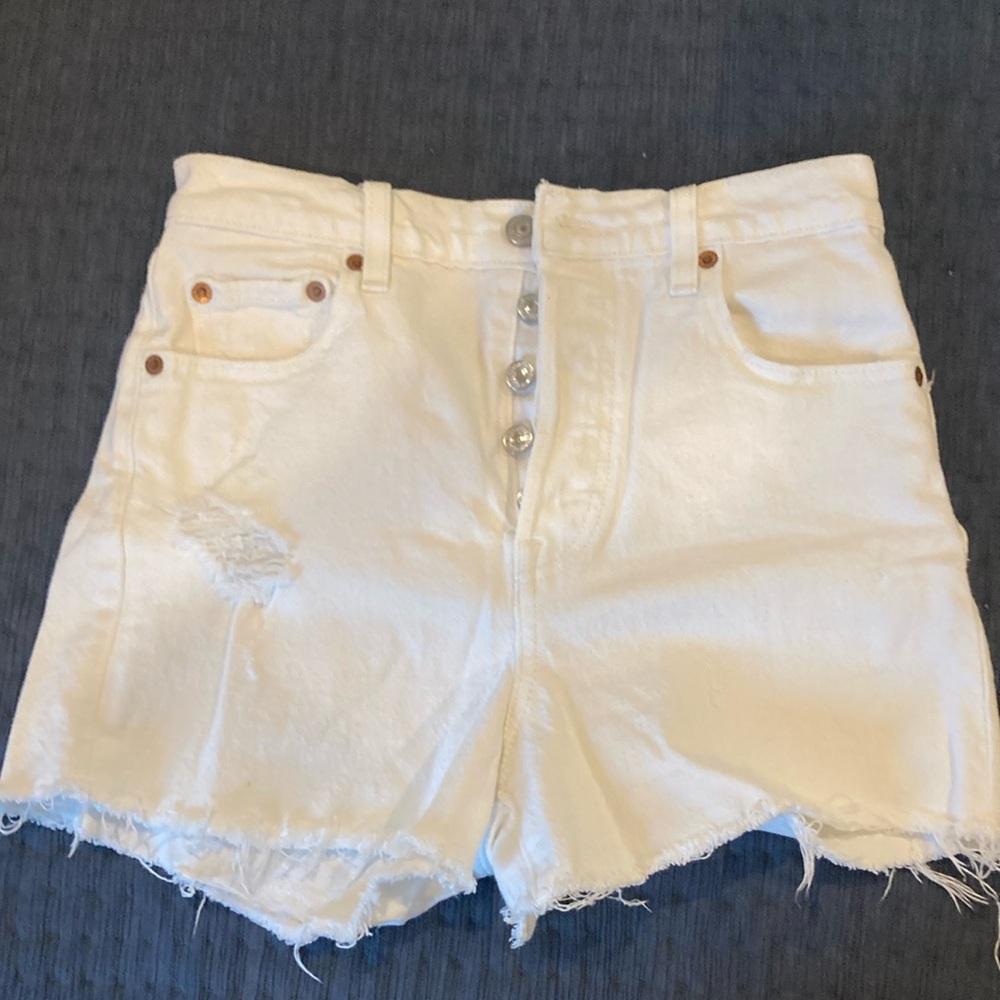 Levi's White Skorts with Frayed Hem